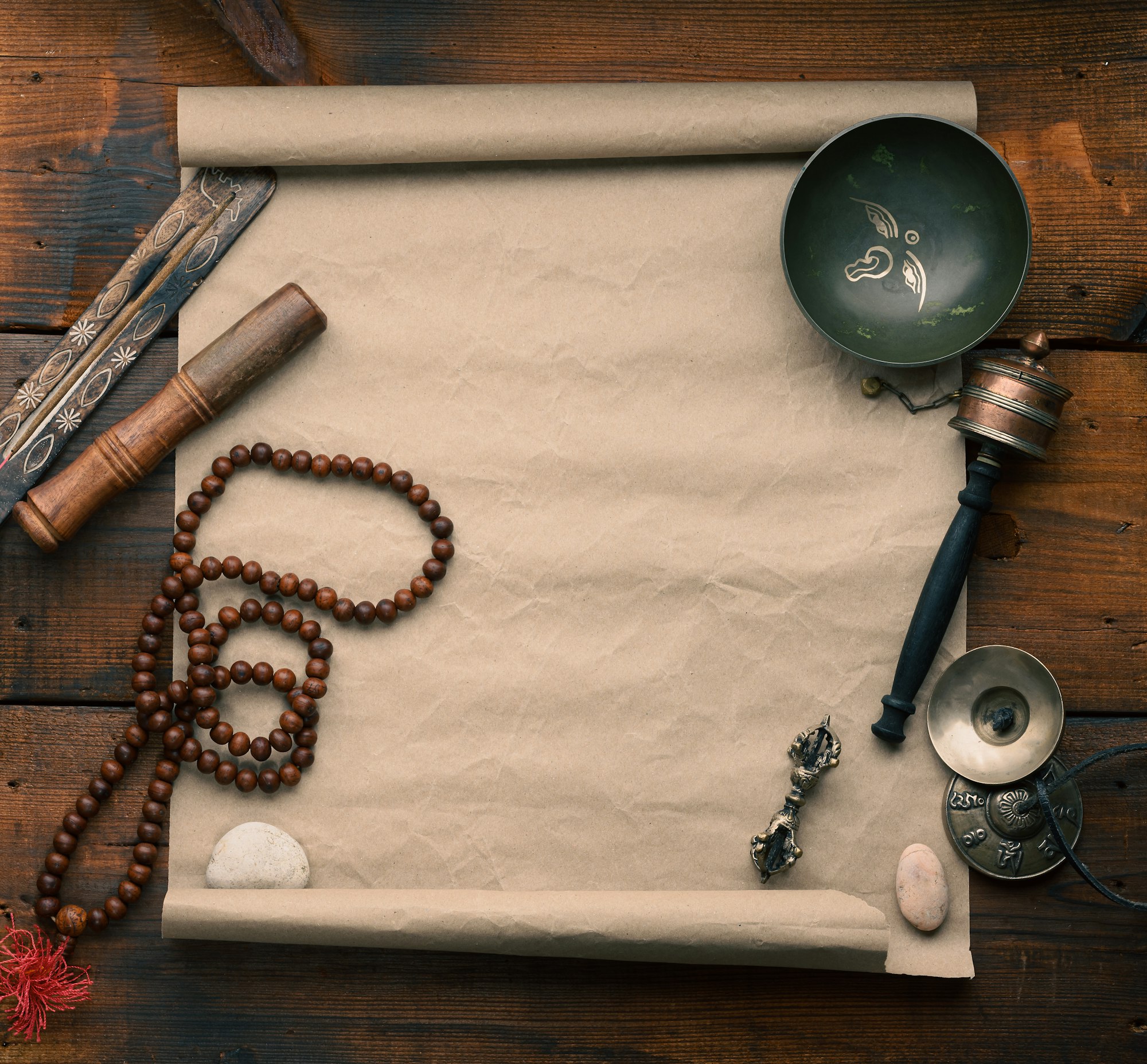 About me 8 Tibetan singing copper bowl with a wooden clapper, objects for meditation