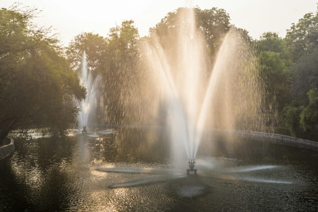 Waterfall in Lodhi Gardens (Lodi Gardens), New Delhi, India